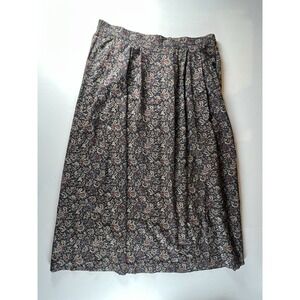 Vintage Requirements Skirt Women's 16 Navy Maroon Paisley Midi Made in Canada
